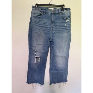 Eunina Brook Ultra High Rise Wide Flare Blue Jeans Distressed Junior 13